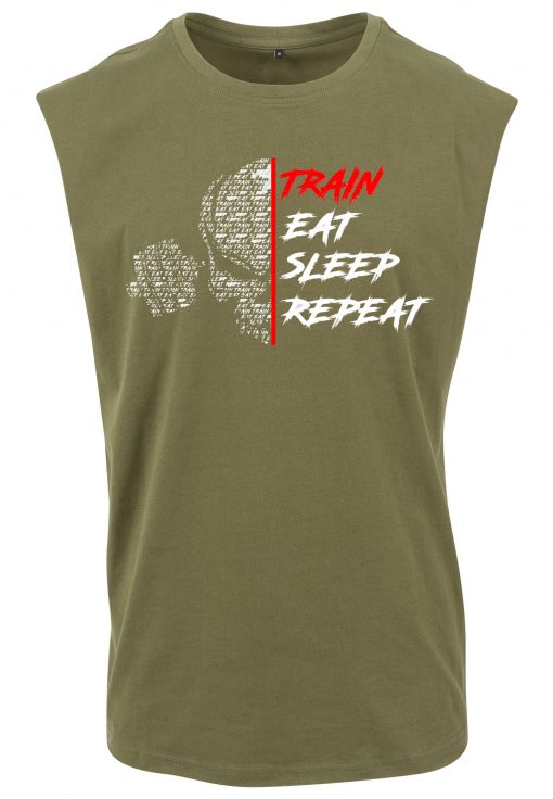 t-shirt sans manche train eat sleep repeat